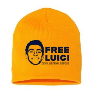 Free Luigi Mangione Deny Defend Depose Short Acrylic Beanie