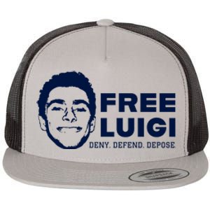 Free Luigi Mangione Deny Defend Depose Flat Bill Trucker Hat