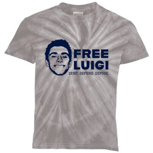 Free Luigi Mangione Deny Defend Depose Kids Tie-Dye T-Shirt