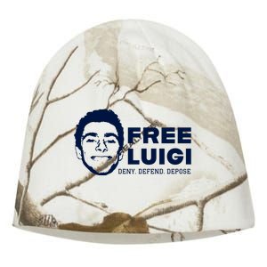 Free Luigi Mangione Deny Defend Depose Kati - Camo Knit Beanie