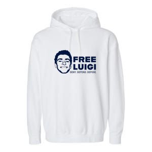 Free Luigi Mangione Deny Defend Depose Garment-Dyed Fleece Hoodie