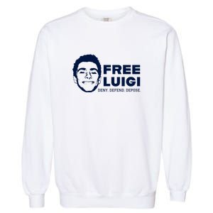 Free Luigi Mangione Deny Defend Depose Garment-Dyed Sweatshirt