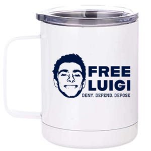 Free Luigi Mangione Deny Defend Depose 12 oz Stainless Steel Tumbler Cup