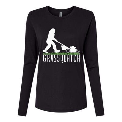 Funny Lawn Mowing Grassquatch Bigfoot Lawn Mower Womens Cotton Relaxed Long Sleeve T-Shirt