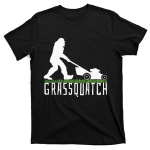 Funny Lawn Mowing Grassquatch Bigfoot Lawn Mower T-Shirt