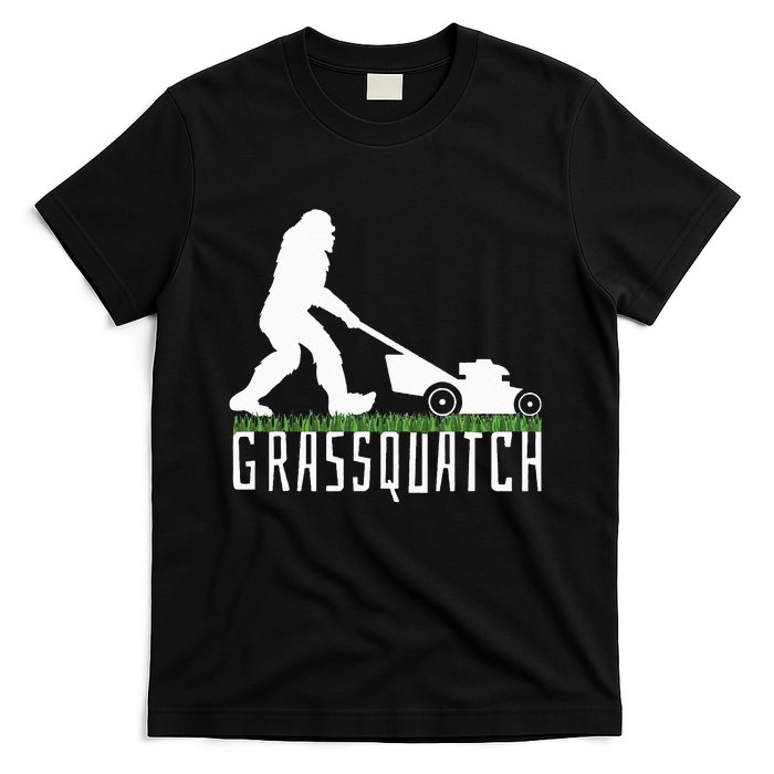 Funny Lawn Mowing Grassquatch Bigfoot Lawn Mower T-Shirt