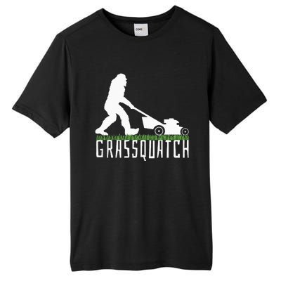 Funny Lawn Mowing Grassquatch Bigfoot Lawn Mower Tall Fusion ChromaSoft Performance T-Shirt