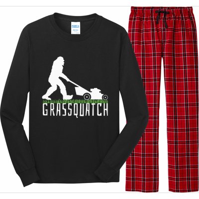 Funny Lawn Mowing Grassquatch Bigfoot Lawn Mower Long Sleeve Pajama Set