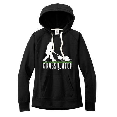 Funny Lawn Mowing Grassquatch Bigfoot Lawn Mower Women's Fleece Hoodie