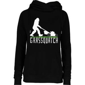 Funny Lawn Mowing Grassquatch Bigfoot Lawn Mower Womens Funnel Neck Pullover Hood