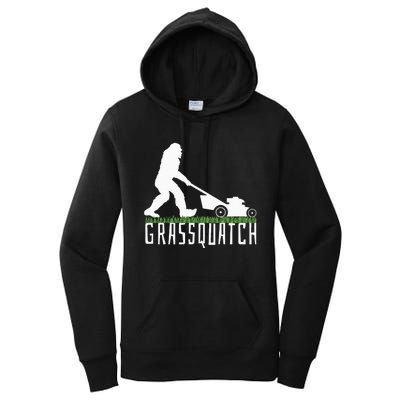 Funny Lawn Mowing Grassquatch Bigfoot Lawn Mower Women's Pullover Hoodie