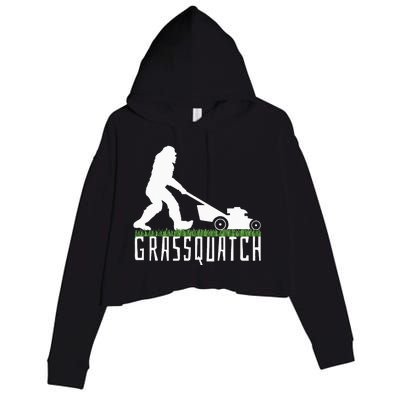 Funny Lawn Mowing Grassquatch Bigfoot Lawn Mower Crop Fleece Hoodie