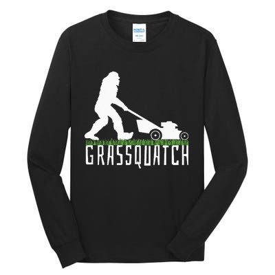 Funny Lawn Mowing Grassquatch Bigfoot Lawn Mower Tall Long Sleeve T-Shirt