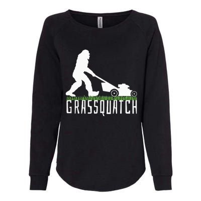 Funny Lawn Mowing Grassquatch Bigfoot Lawn Mower Womens California Wash Sweatshirt