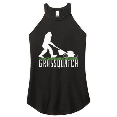 Funny Lawn Mowing Grassquatch Bigfoot Lawn Mower Women's Perfect Tri Rocker Tank