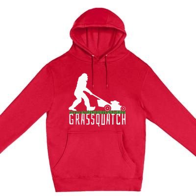 Funny Lawn Mowing Grassquatch Bigfoot Lawn Mower Premium Pullover Hoodie