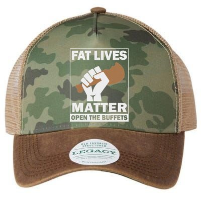 Fat Lives Matters Open The Buffets Funny Chubby Meat Lover Legacy Tie Dye Trucker Hat