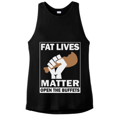 Fat Lives Matters Open The Buffets Funny Chubby Meat Lover Ladies PosiCharge Tri-Blend Wicking Tank