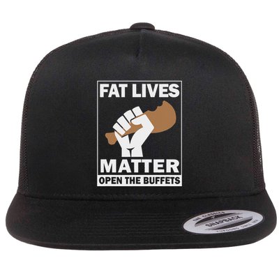 Fat Lives Matters Open The Buffets Funny Chubby Meat Lover Flatbill Hat
