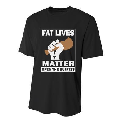 Fat Lives Matters Open The Buffets Funny Chubby Meat Lover Youth Performance Sprint T-Shirt