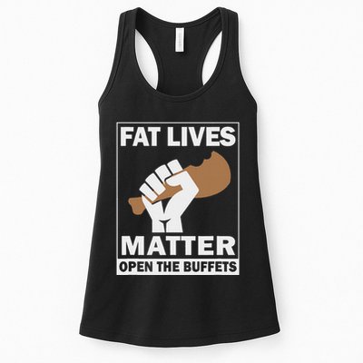 Fat Lives Matters Open The Buffets Funny Chubby Meat Lover Womens Tank Top