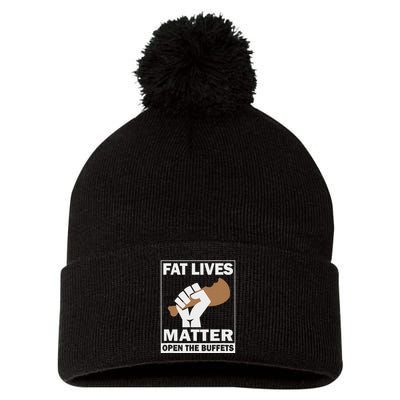 Fat Lives Matters Open The Buffets Funny Chubby Meat Lover Pom Pom 12in Knit Beanie