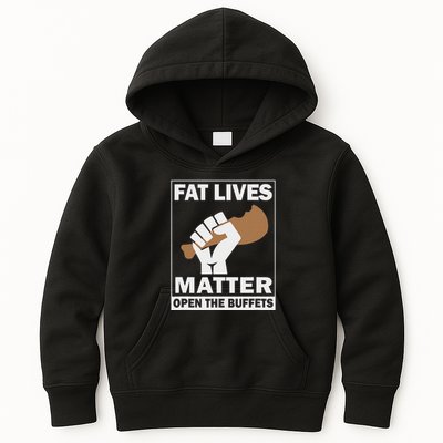 Fat Lives Matters Open The Buffets Funny Chubby Meat Lover Kids Hoodie