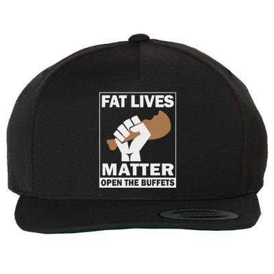 Fat Lives Matters Open The Buffets Funny Chubby Meat Lover Wool Snapback Cap