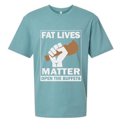 Fat Lives Matters Open The Buffets Funny Chubby Meat Lover Sueded Cloud Jersey T-Shirt