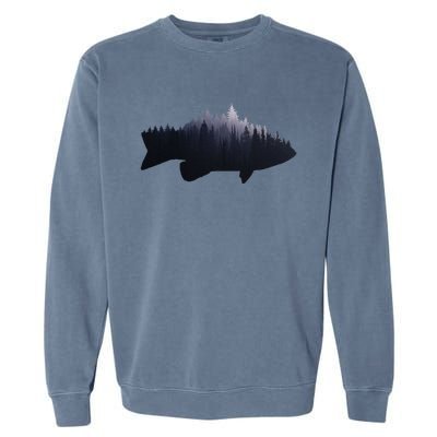 Fishing Large Mouth Bass Forest Nature Fish Fisherman Gift Garment-Dyed Sweatshirt