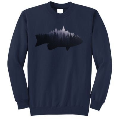 Fishing Large Mouth Bass Forest Nature Fish Fisherman Gift Tall Sweatshirt