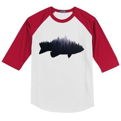 Fishing Large Mouth Bass Forest Nature Fish Fisherman Gift Kids Colorblock Raglan Jersey