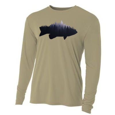 Fishing Large Mouth Bass Forest Nature Fish Fisherman Gift Cooling Performance Long Sleeve Crew