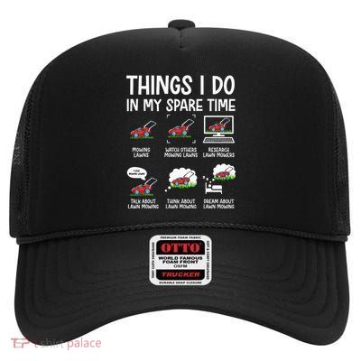 Funny Lawn Mower Clothes Gifts For Landscapers Gardener High Crown Mesh Back Trucker Hat