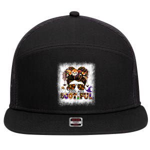 Funny Little Miss Bootiful Messy Bun Halloween Costume Gift 7 Panel Mesh Trucker Snapback Hat