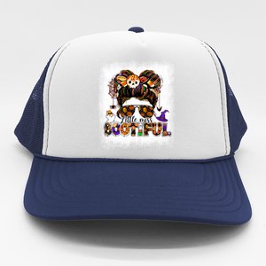 Funny Little Miss Bootiful Messy Bun Halloween Costume Gift Trucker Hat