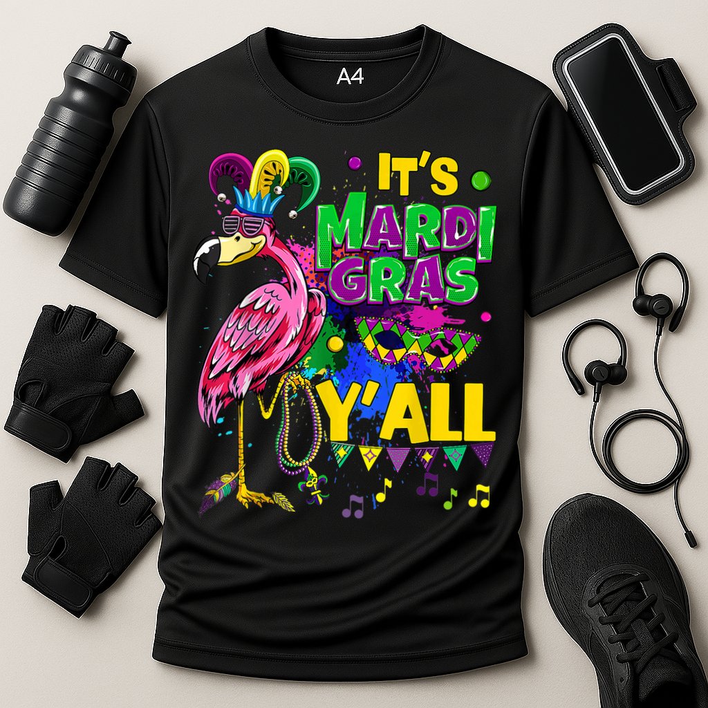Flamingo Lover Mardi Gras Celebration New Orleans Louisiana Cooling Performance Crew T-Shirt