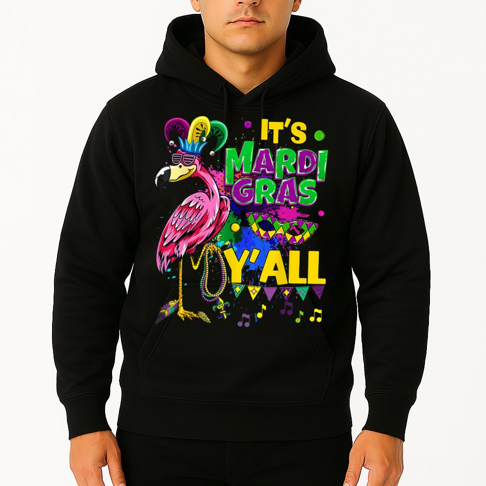 Flamingo Lover Mardi Gras Celebration New Orleans Louisiana Hoodie