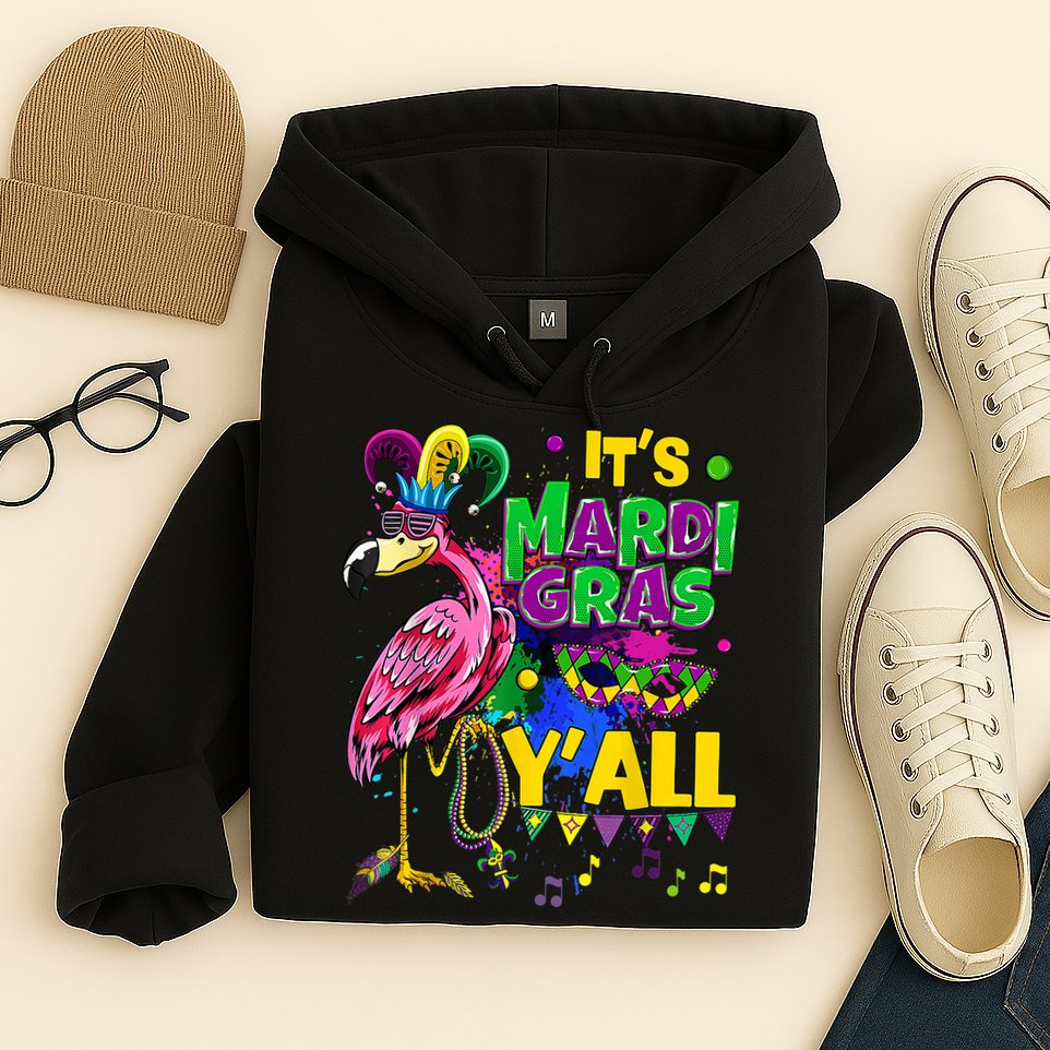 Flamingo Lover Mardi Gras Celebration New Orleans Louisiana Hoodie