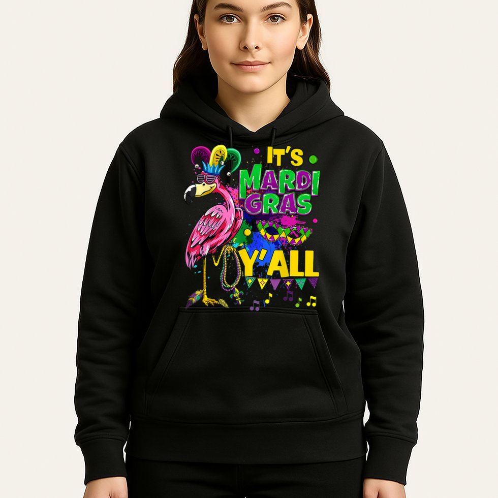 Flamingo Lover Mardi Gras Celebration New Orleans Louisiana Hoodie