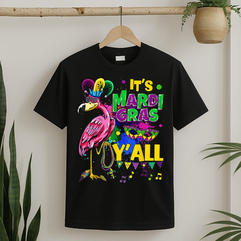 Flamingo Lover Mardi Gras Celebration New Orleans Louisiana T-Shirt