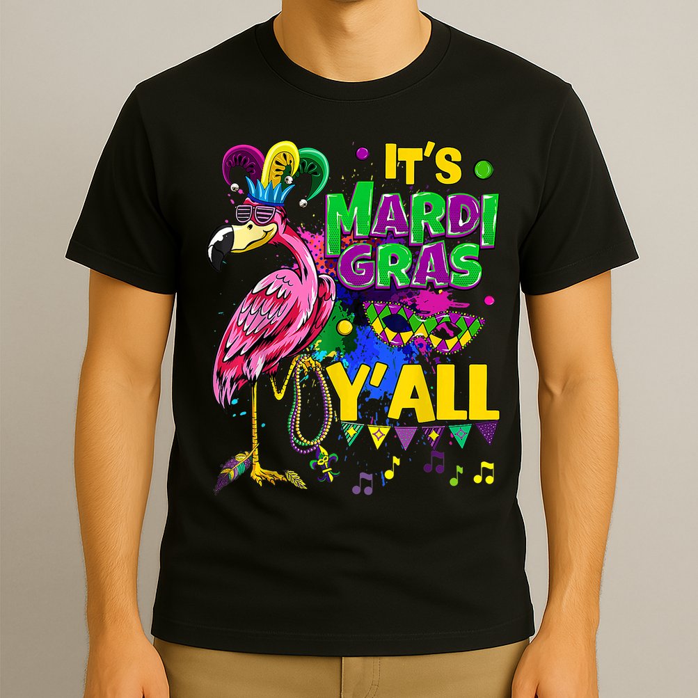 Flamingo Lover Mardi Gras Celebration New Orleans Louisiana T-Shirt