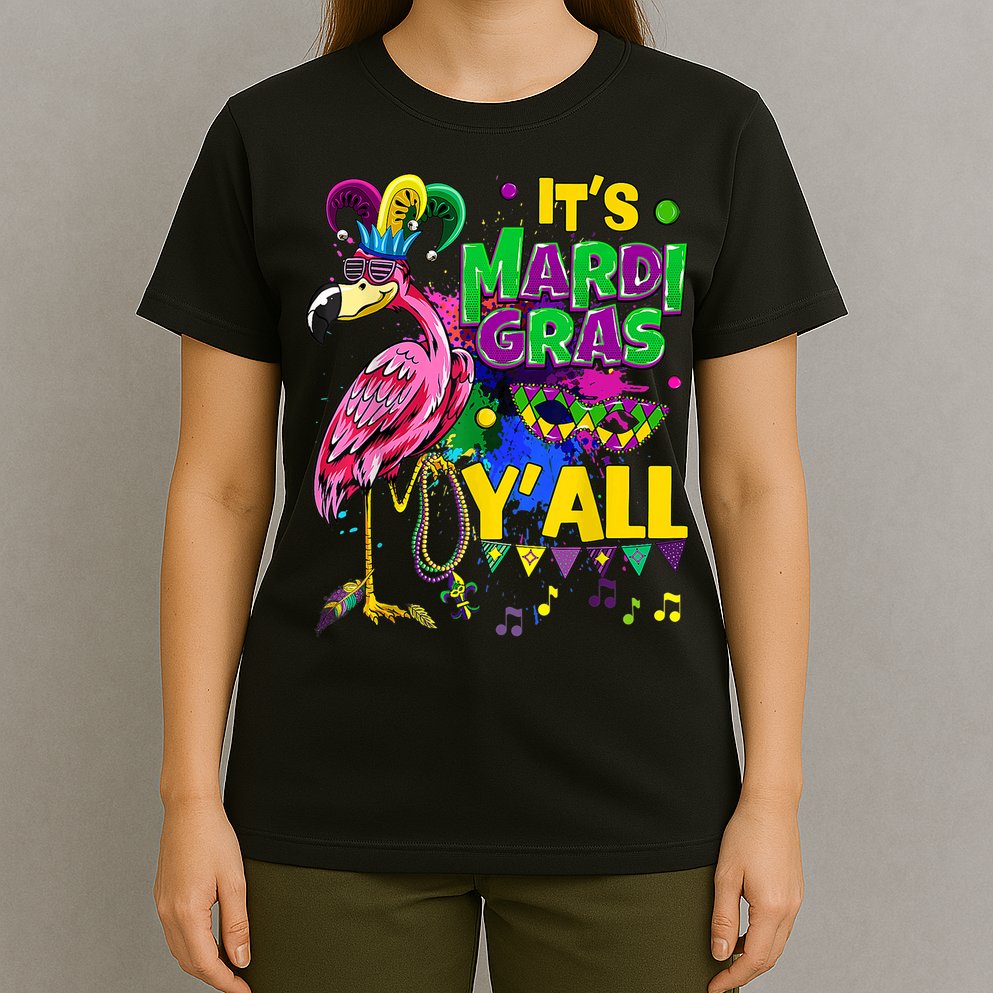 Flamingo Lover Mardi Gras Celebration New Orleans Louisiana T-Shirt