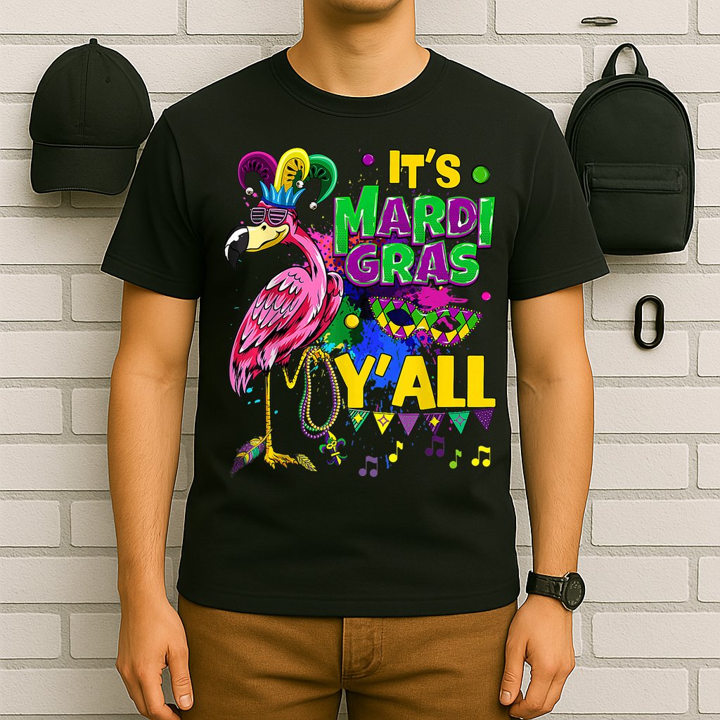 Flamingo Lover Mardi Gras Celebration New Orleans Louisiana T-Shirt