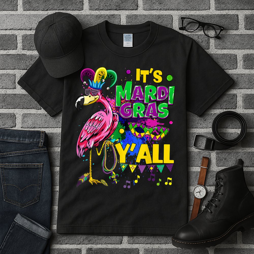 Flamingo Lover Mardi Gras Celebration New Orleans Louisiana Tall T-Shirt