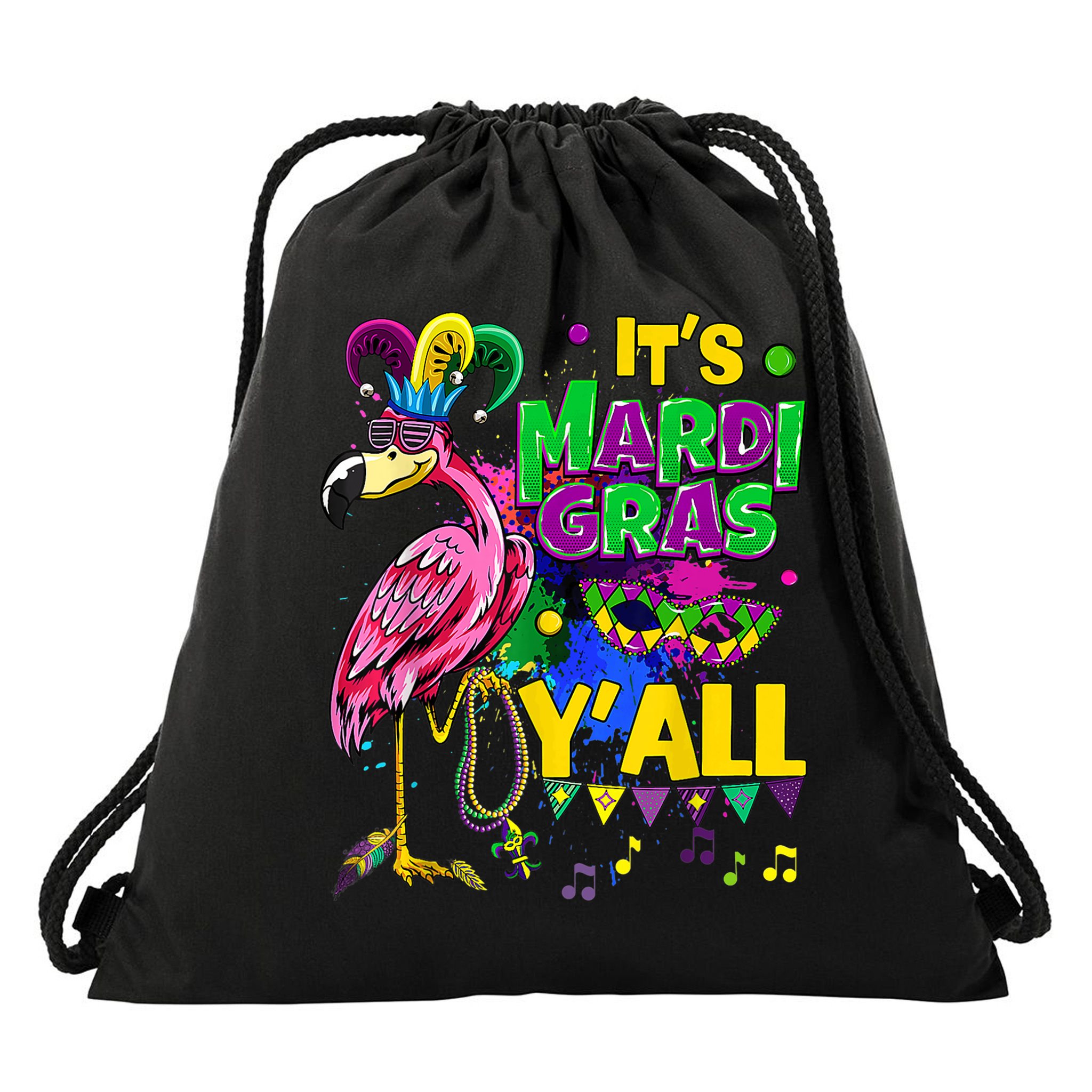 Flamingo Lover Mardi Gras Celebration New Orleans Louisiana Drawstring Bag