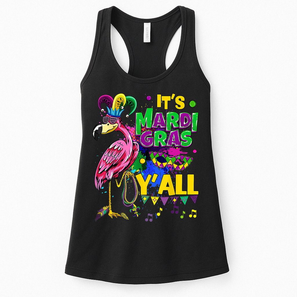 Flamingo Lover Mardi Gras Celebration New Orleans Louisiana Womens Tank Top