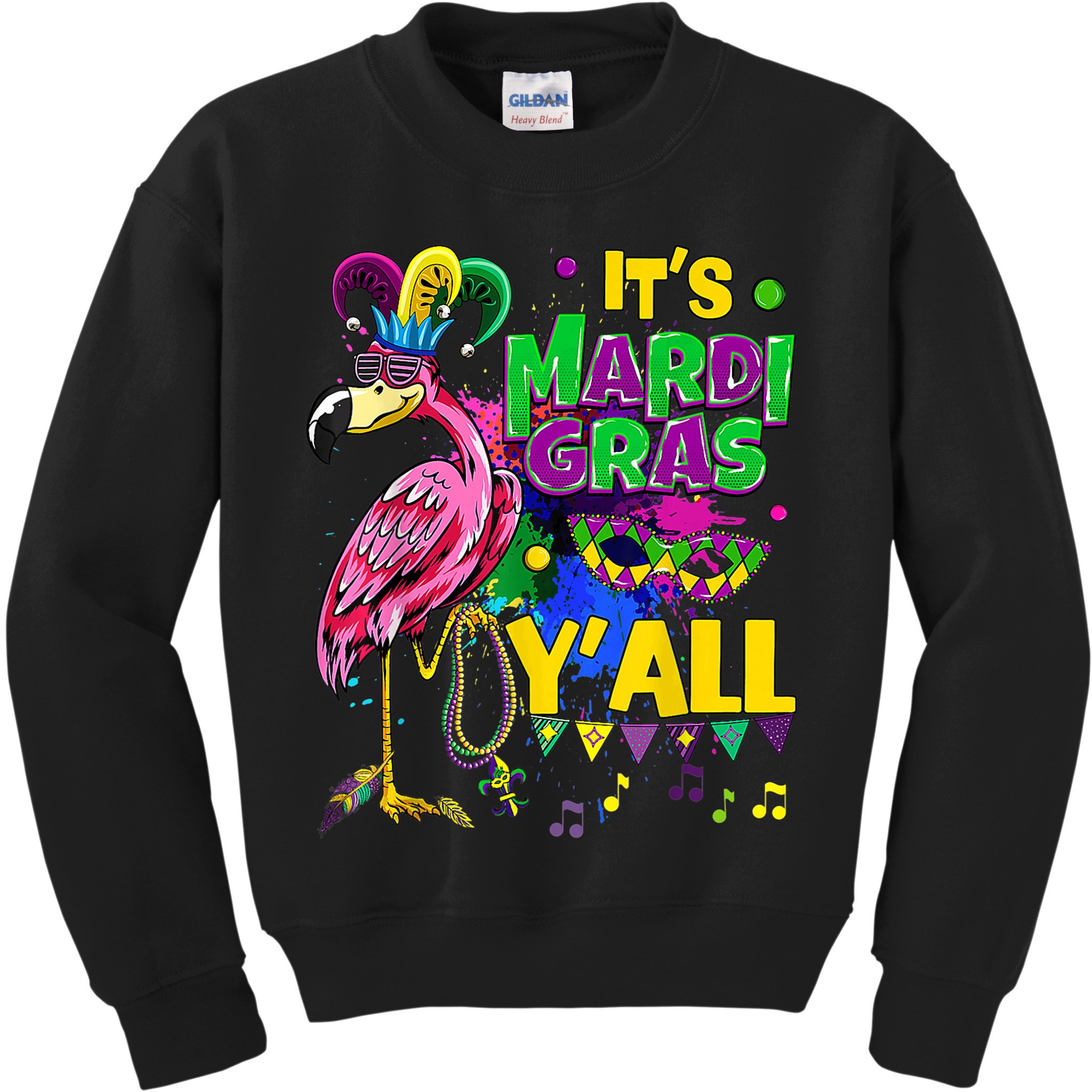 Flamingo Lover Mardi Gras Celebration New Orleans Louisiana Kids Sweatshirt