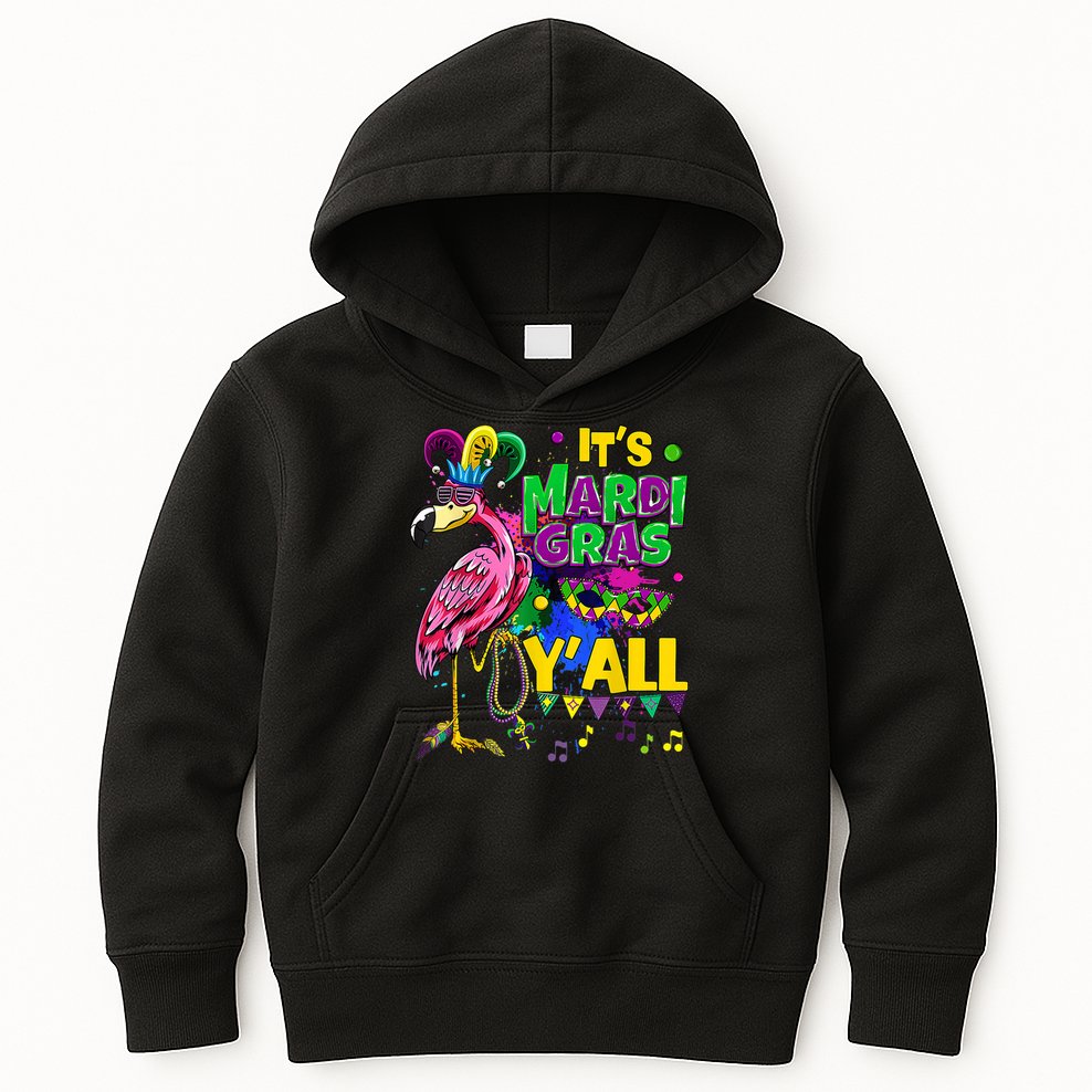 Flamingo Lover Mardi Gras Celebration New Orleans Louisiana Kids Hoodie
