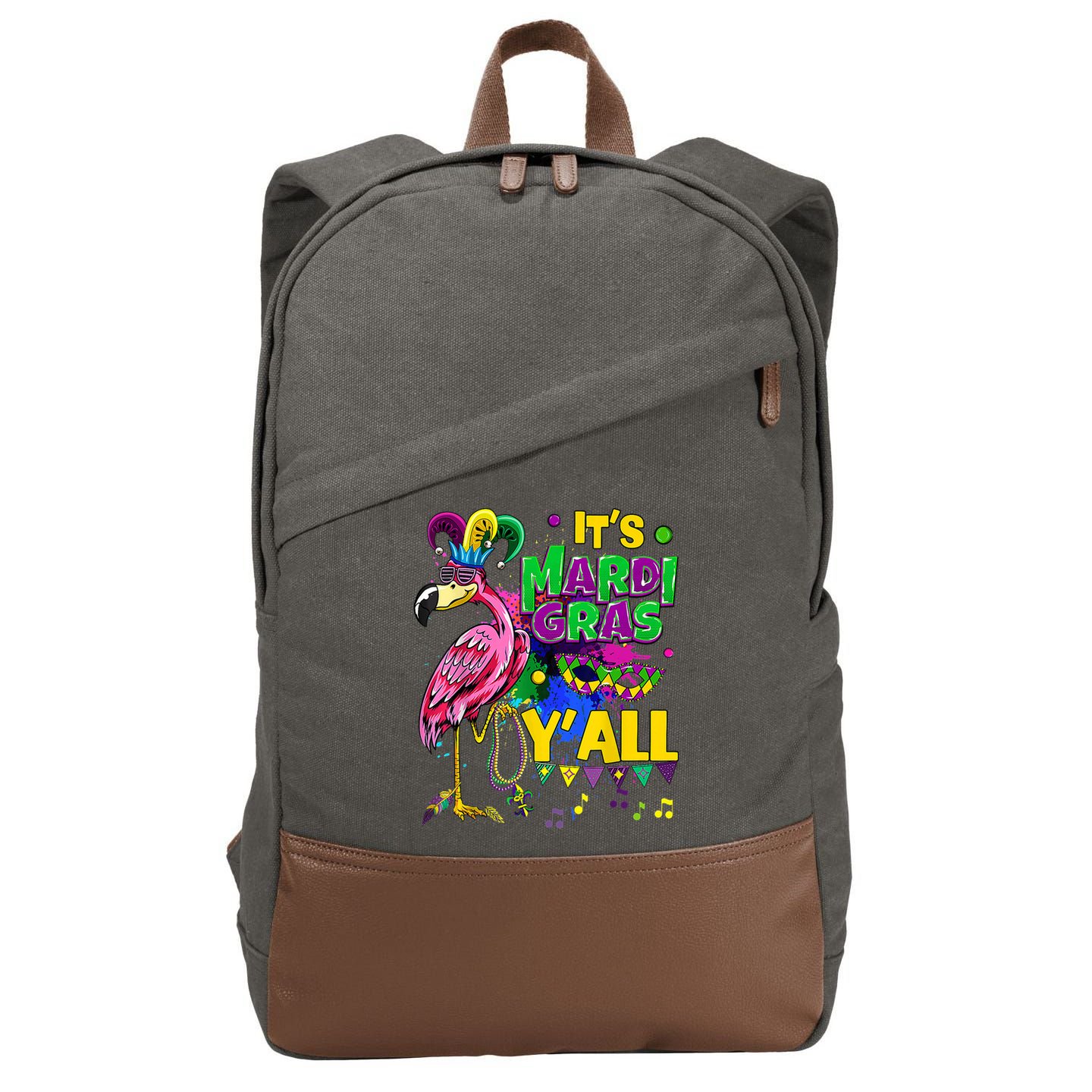 Flamingo Lover Mardi Gras Celebration New Orleans Louisiana Cotton Canvas Backpack